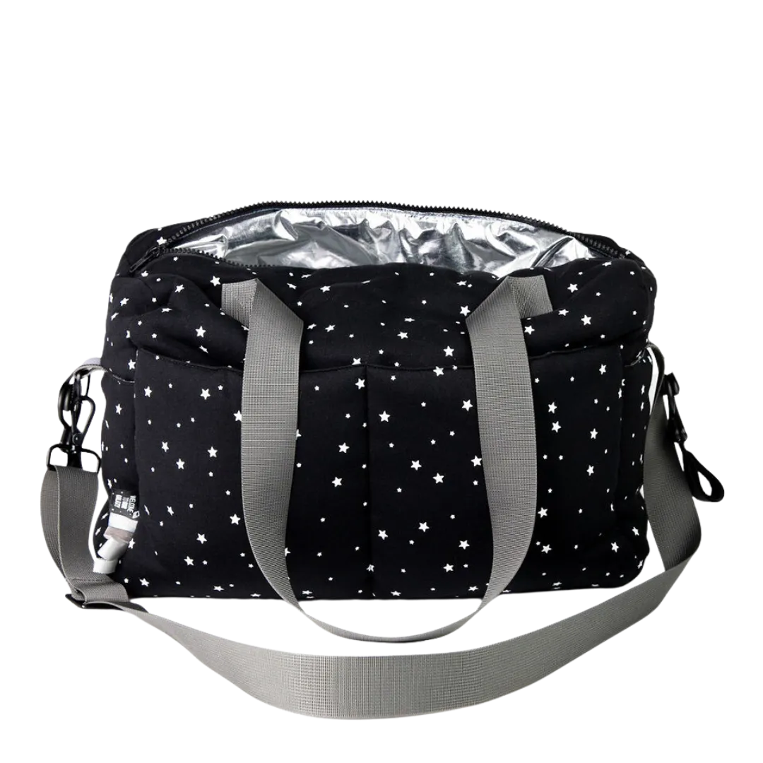 Black With White Stars Diaper Bag