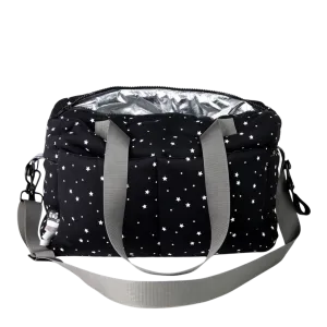 Black With White Stars Diaper Bag