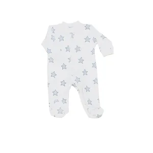 Blue Stars Print Zipper Footie