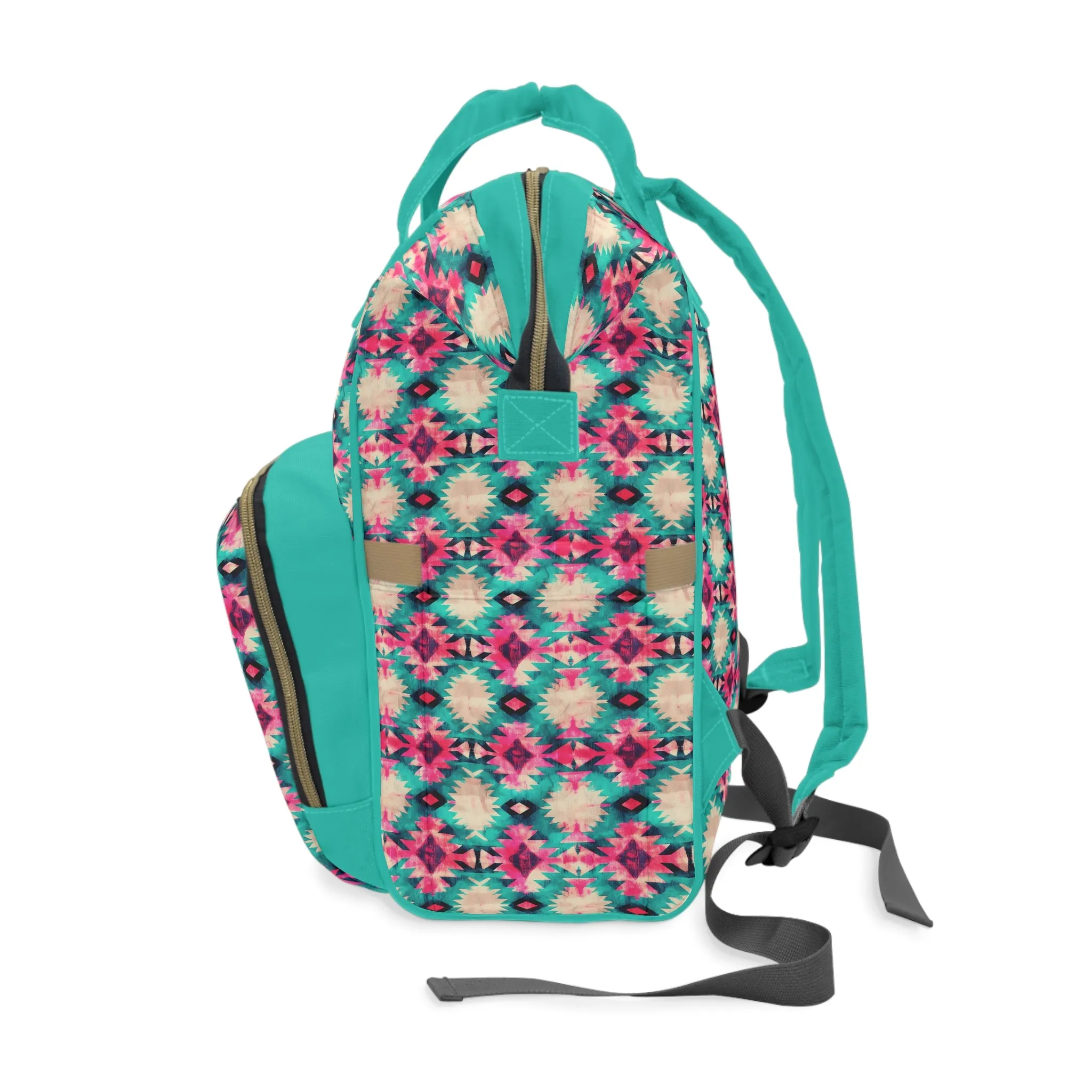 Boho-Chic Aztec Diaper Backpack - Multifunctional & Durable Nylon Changing Bag with Tribal Patterns, Spacious & Organized for Modern Parents