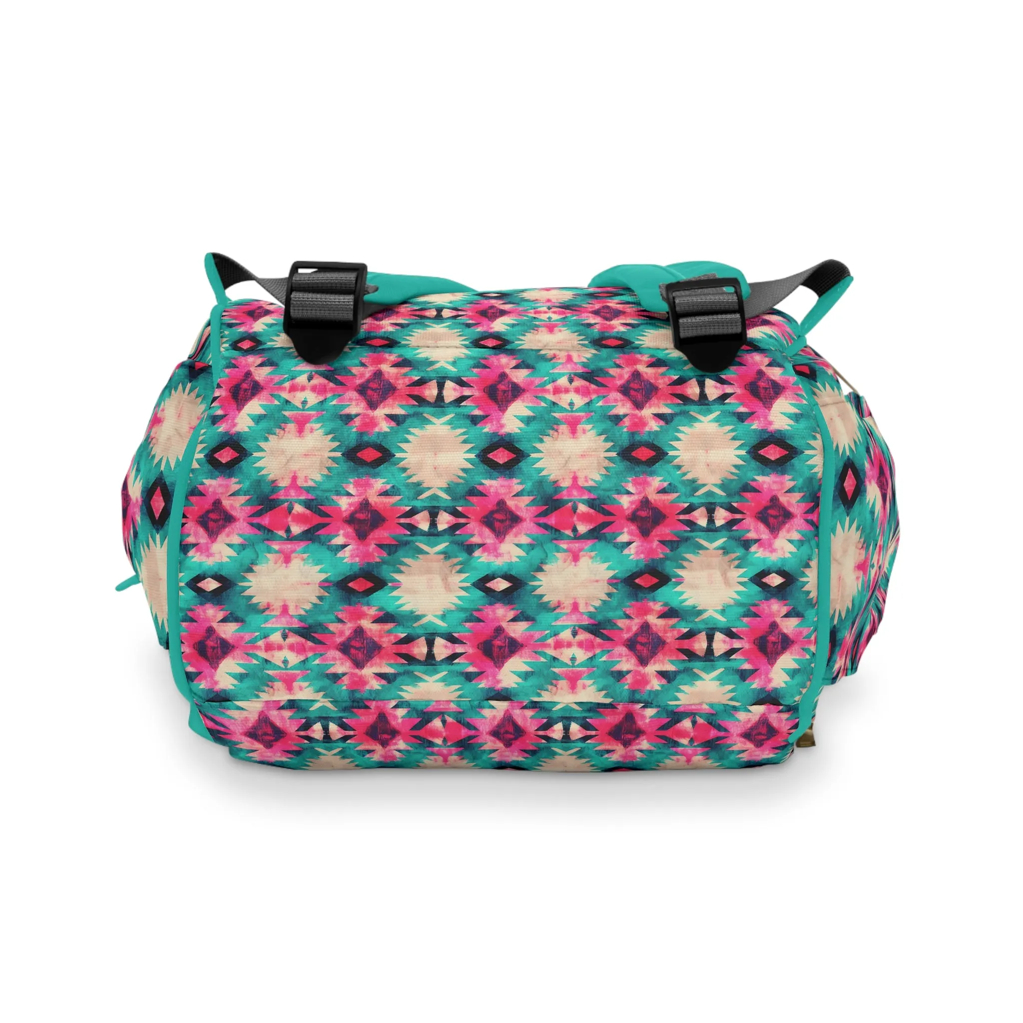 Boho-Chic Aztec Diaper Backpack - Multifunctional & Durable Nylon Changing Bag with Tribal Patterns, Spacious & Organized for Modern Parents