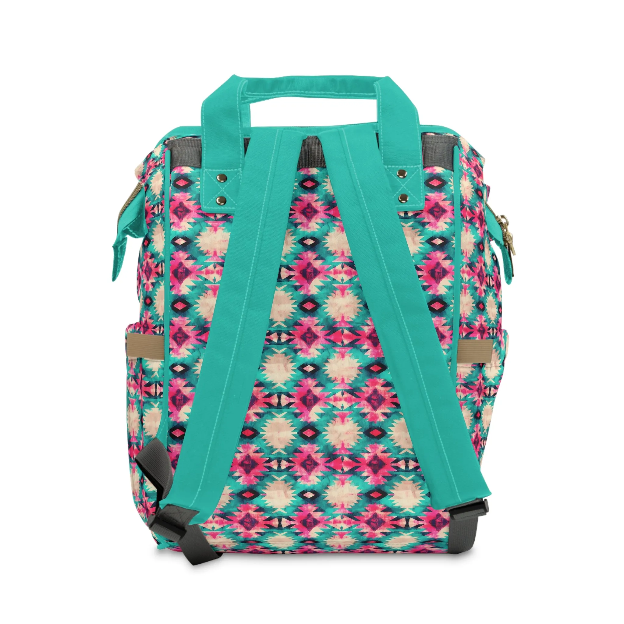 Boho-Chic Aztec Diaper Backpack - Multifunctional & Durable Nylon Changing Bag with Tribal Patterns, Spacious & Organized for Modern Parents