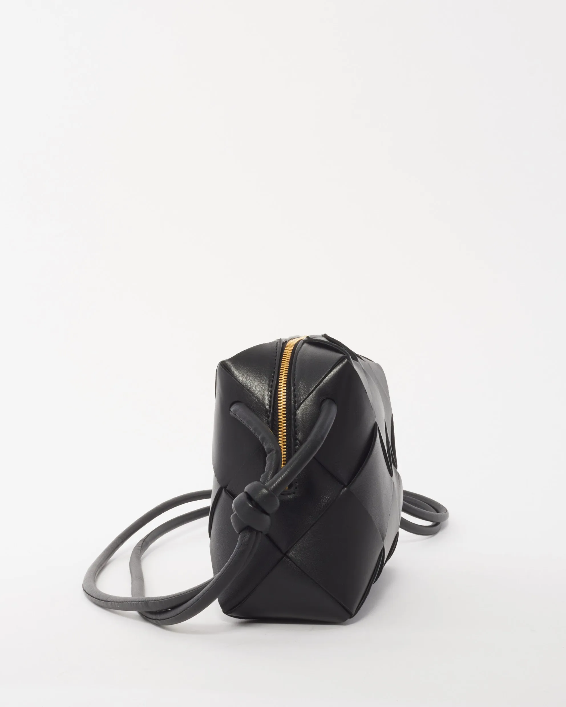 Bottega Veneta Black Intrecciato Leather Small Cassette Camera Bag