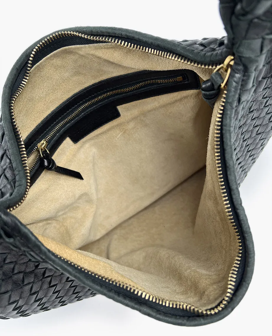 Bottega Veneta Intrecciato Hobo Bag Black