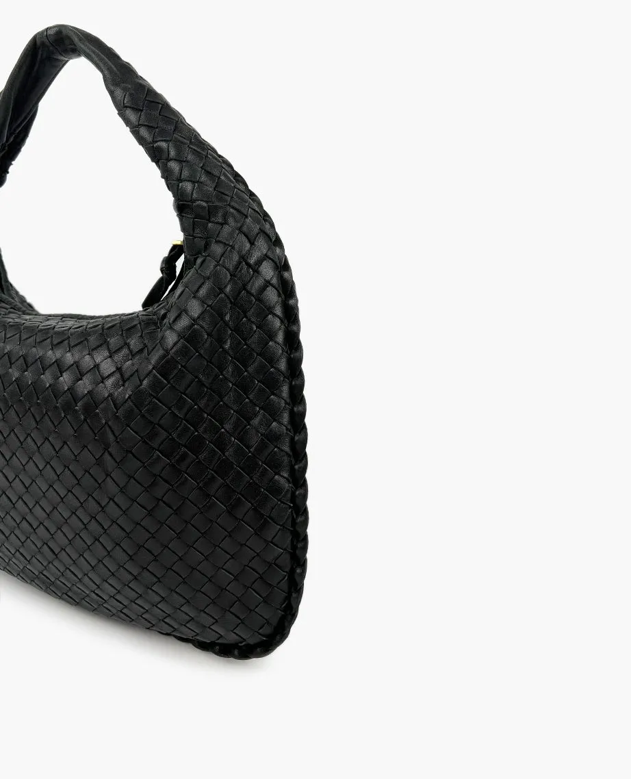 Bottega Veneta Intrecciato Hobo Bag Black