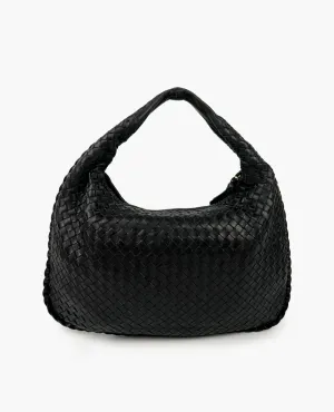 Bottega Veneta Intrecciato Hobo Bag Black