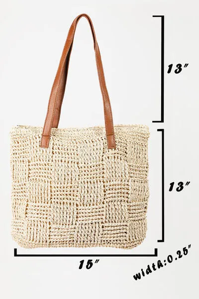Braided Faux Leather Strap Tote Bag