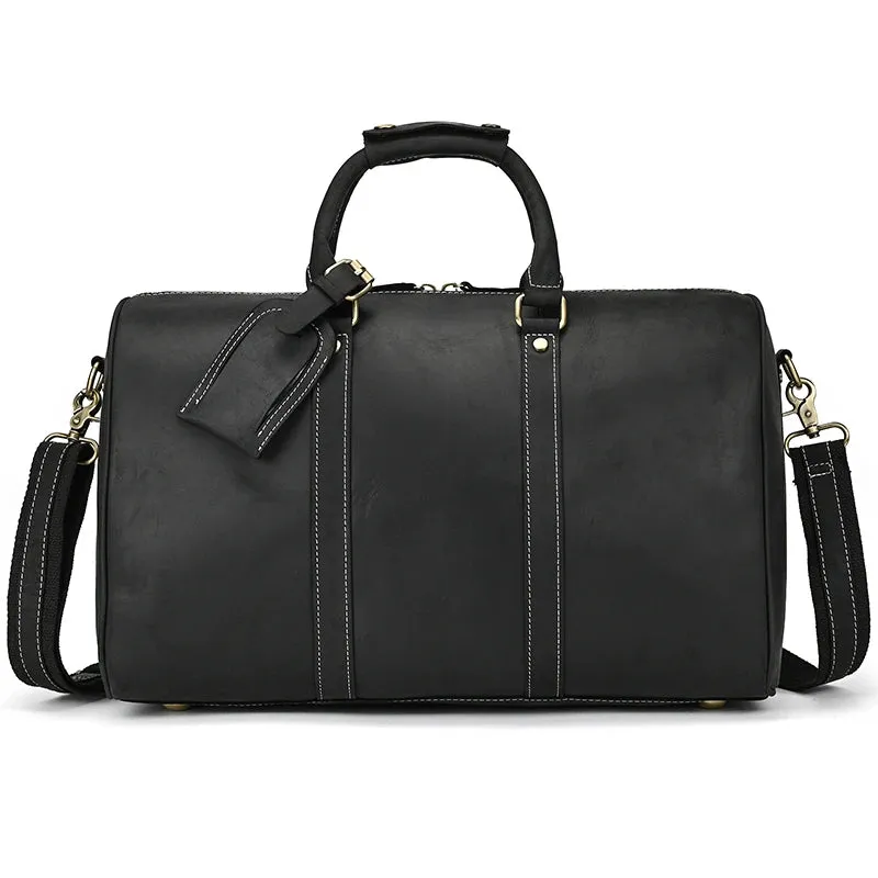 Brand Name Luxury Designer Genuine Leather Mens Travel Bag Wine Red Smooth Natural Cowskin Duffle Bag For Male 2019 Latest Style