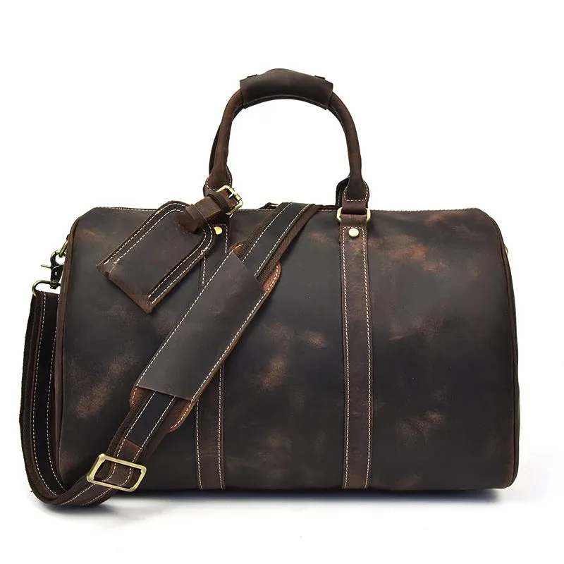 Brand Name Luxury Designer Genuine Leather Mens Travel Bag Wine Red Smooth Natural Cowskin Duffle Bag For Male 2019 Latest Style
