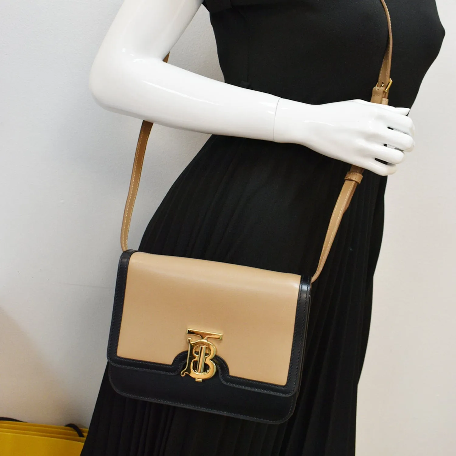 BURBERRY TB Small Leather Crossbody Bag Beige  - Hot Deals