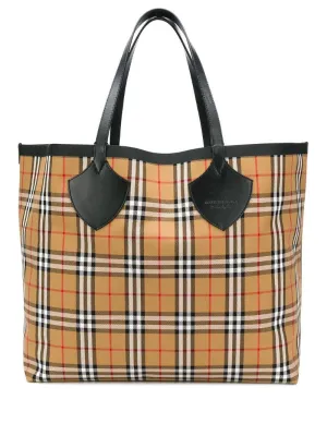 Burberry - The Giant check tote - women - Cotton/Leather - One Size - Neutrals