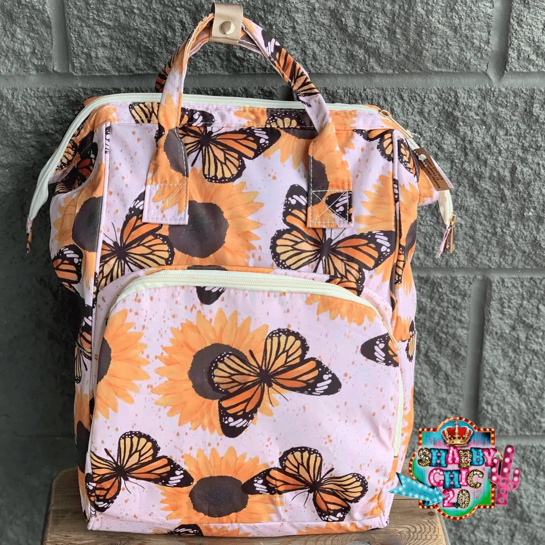 Butterflies and Sunflowers Diaper Bag Backpack