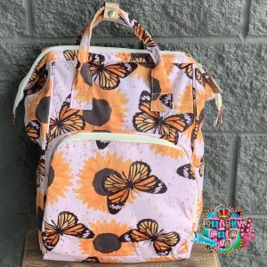 Butterflies and Sunflowers Diaper Bag Backpack