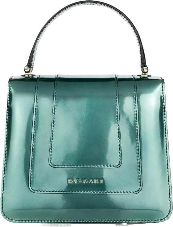 BVLGARI Green Polished Leather  Serpenti Forever Top-handle Bag