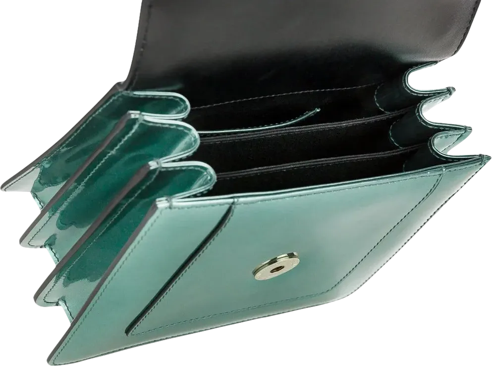 BVLGARI Green Polished Leather  Serpenti Forever Top-handle Bag