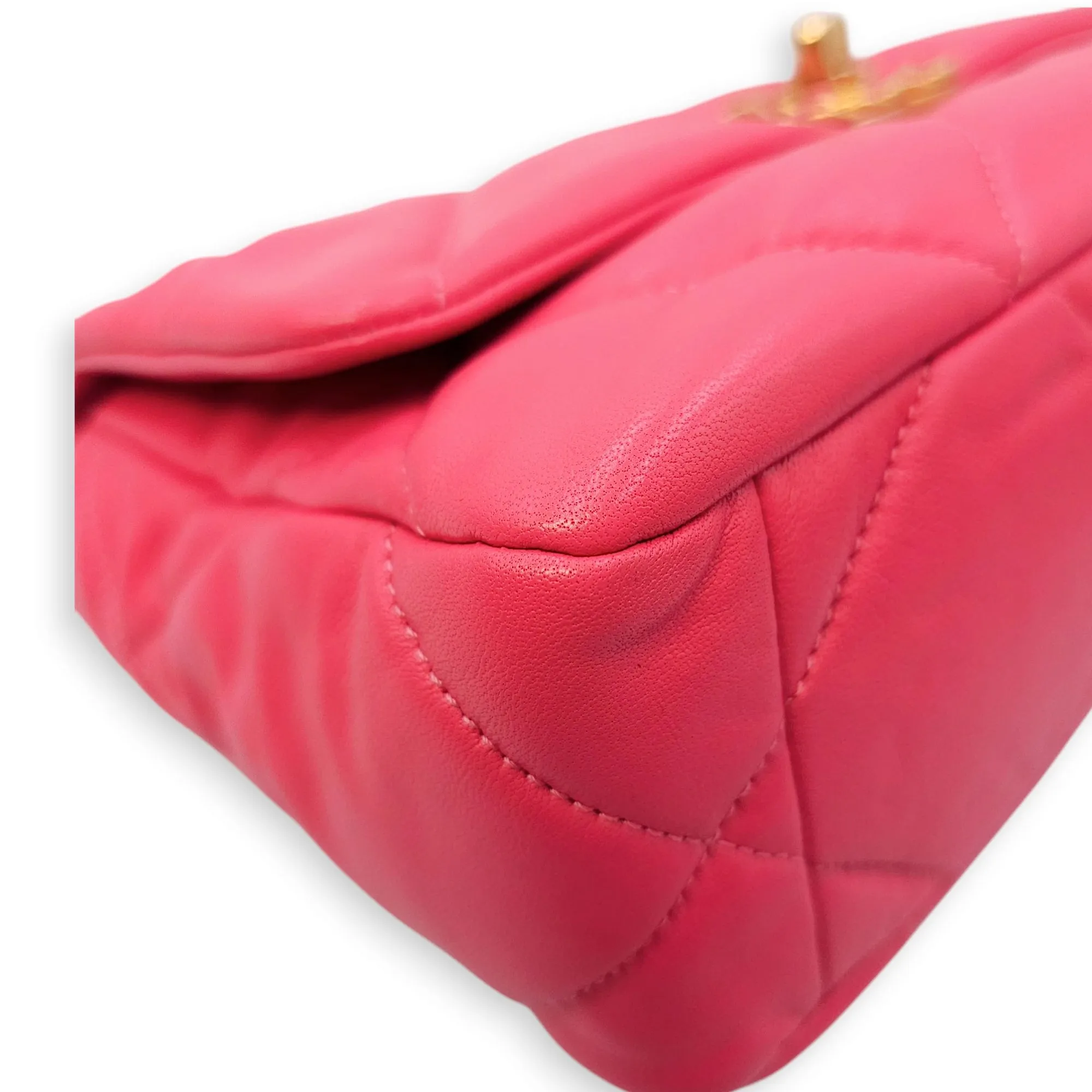 C19 Flap Small Pink Crossbody Bag in Goat Leather, 3-Tone hardware