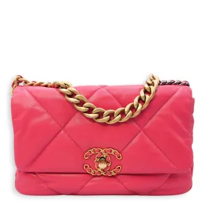 C19 Flap Small Pink Crossbody Bag in Goat Leather, 3-Tone hardware