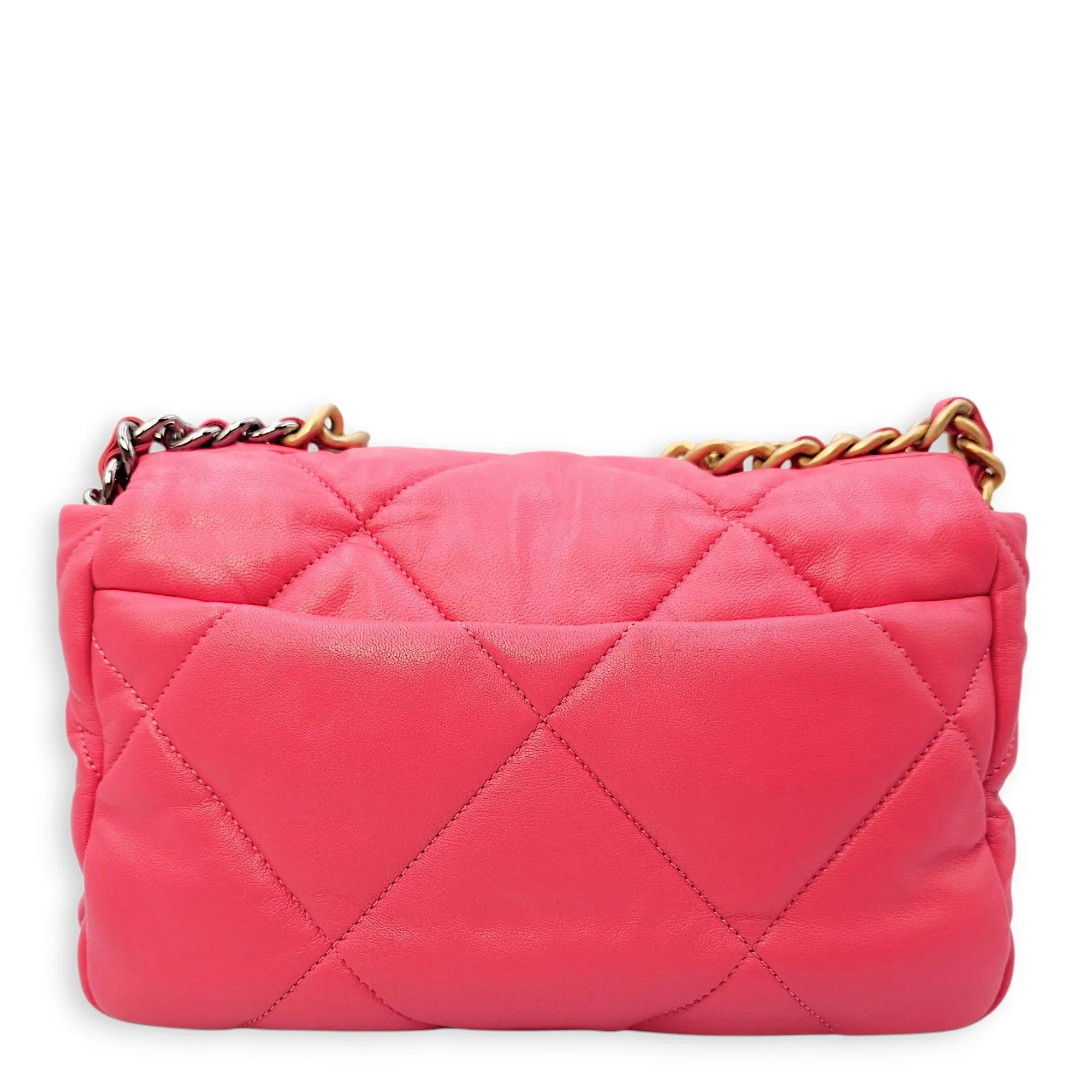 C19 Flap Small Pink Crossbody Bag in Goat Leather, 3-Tone hardware