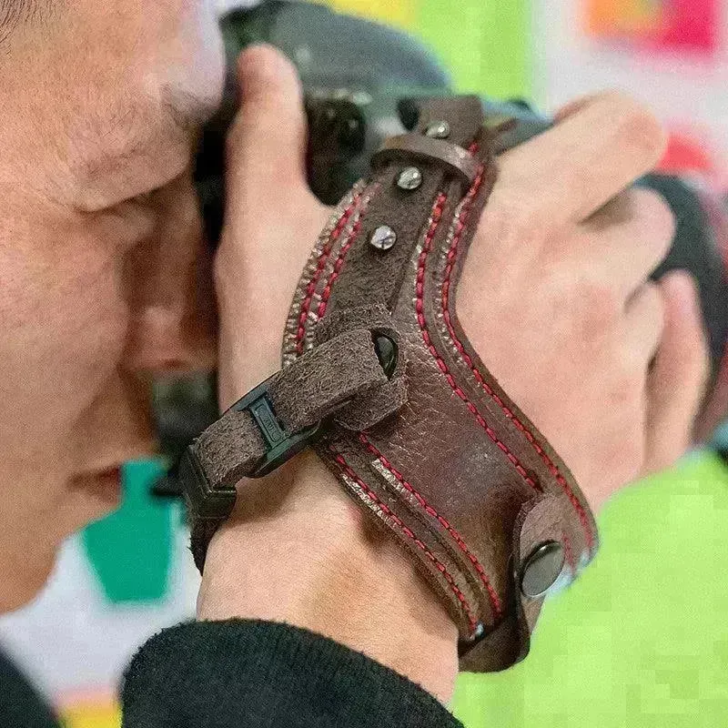 Camera leather wristband