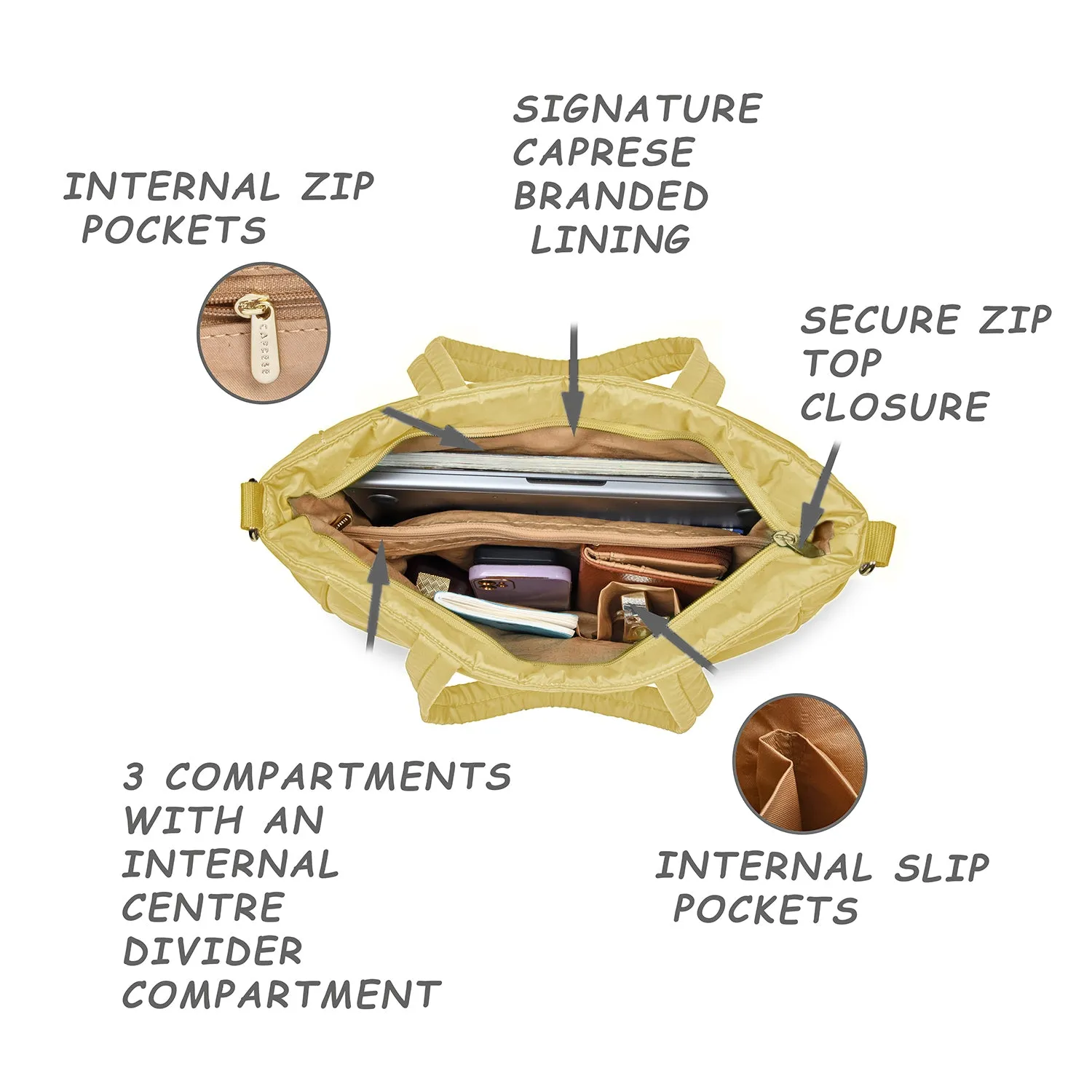 Caprese Clara Tote Medium (E) Ochre
