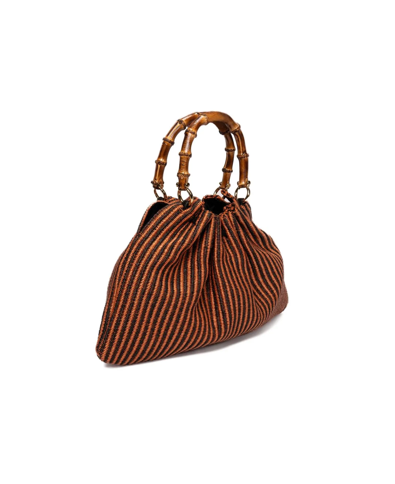 Caterina Bamboo Raffia Bag - stripes orange and black