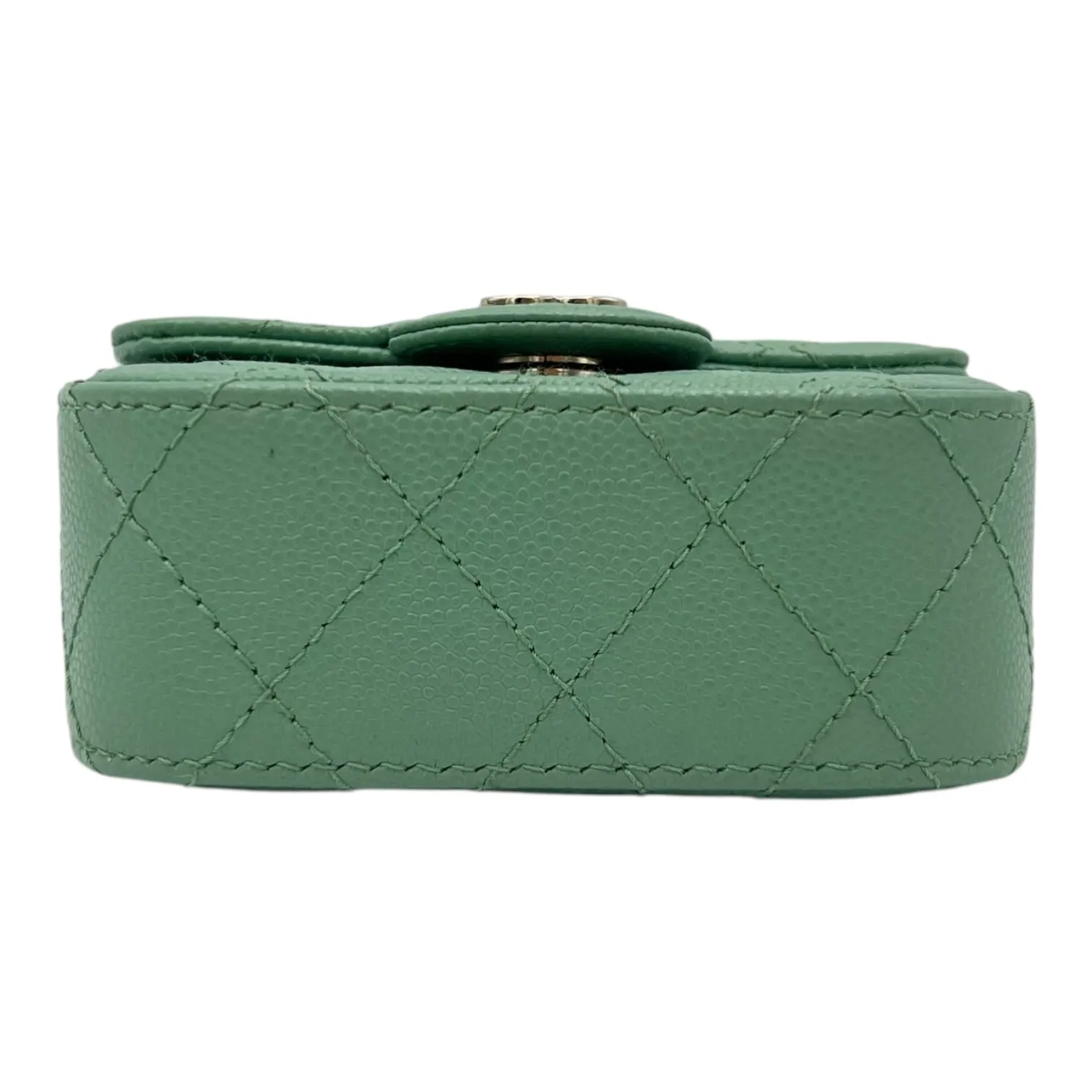 CC Green Card Wallet Crossbody in Caviar Leather, Gold hardware