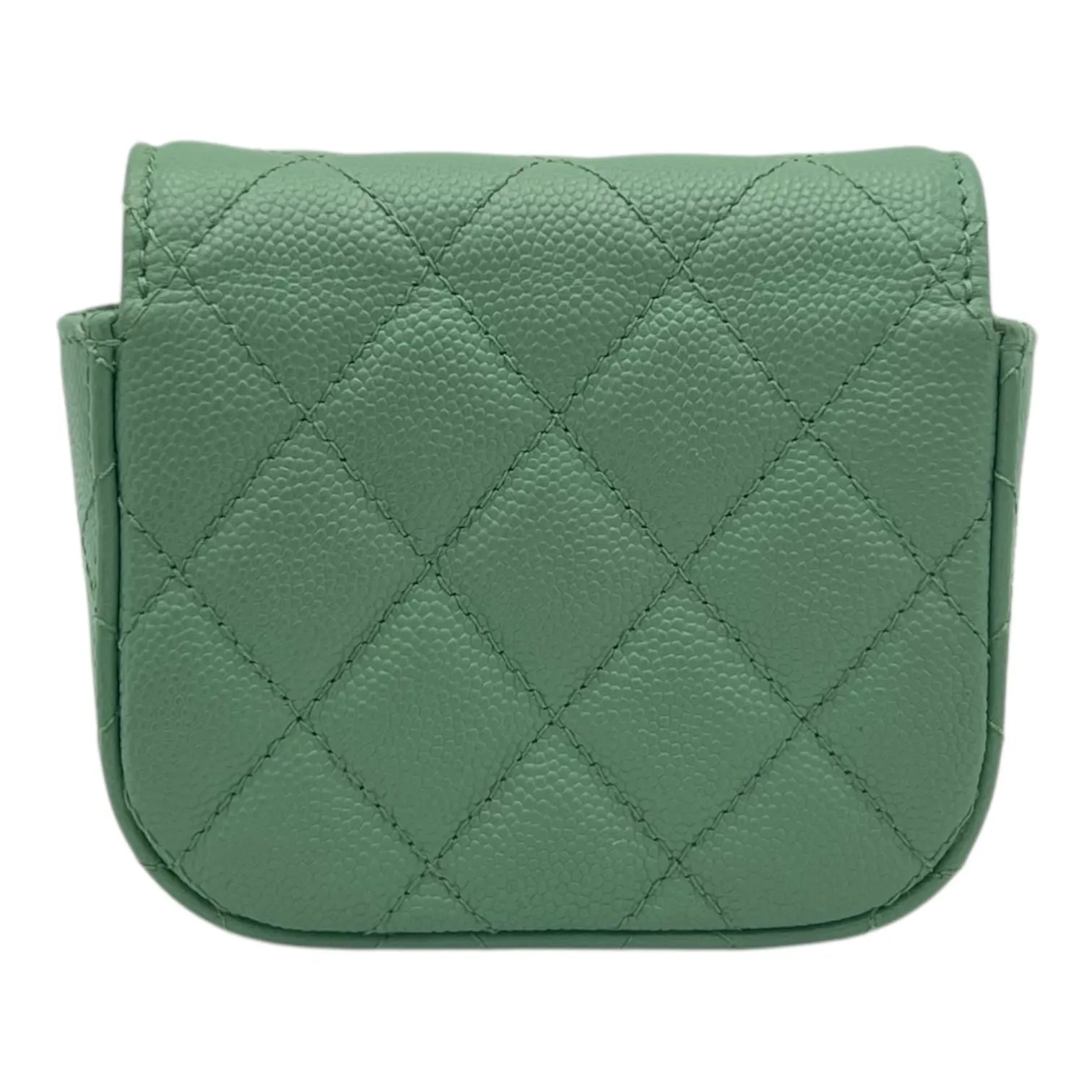CC Green Card Wallet Crossbody in Caviar Leather, Gold hardware