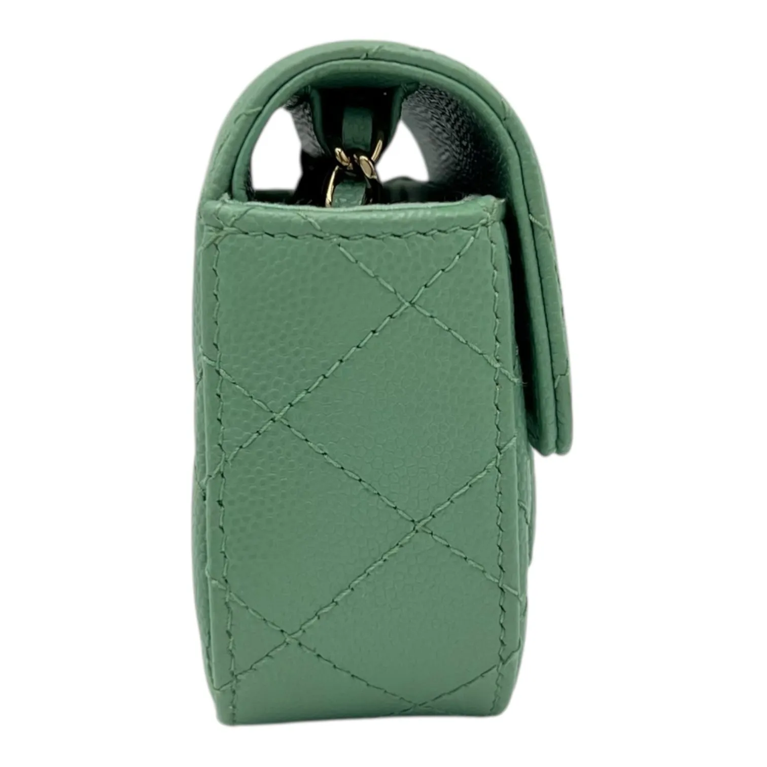CC Green Card Wallet Crossbody in Caviar Leather, Gold hardware