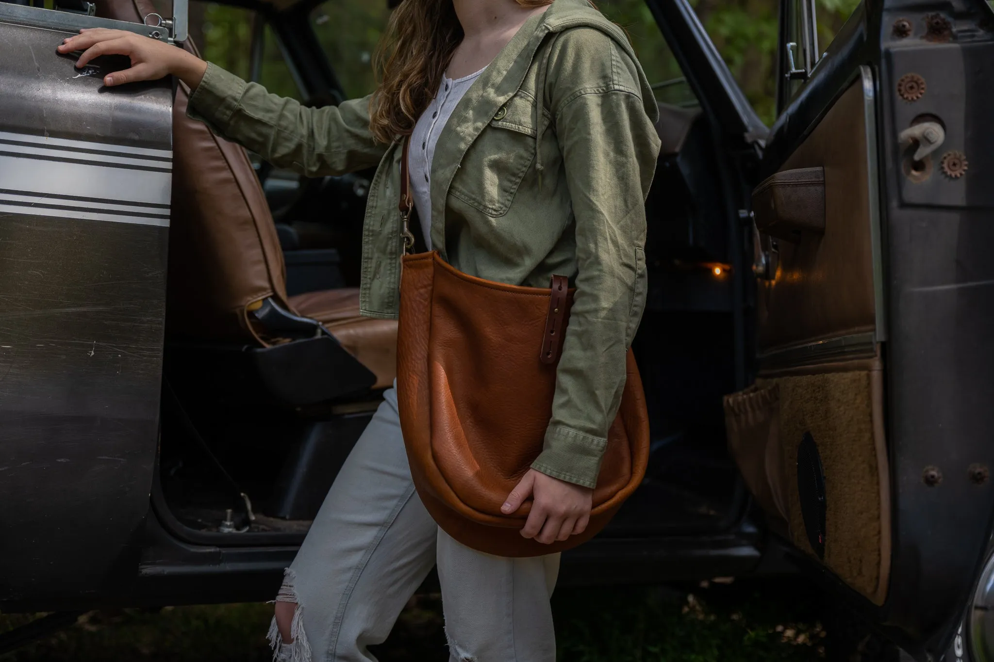 CELESTE LEATHER HOBO BAG - LARGE - CRANBERRY