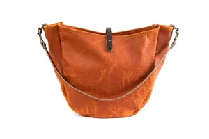 CELESTE LEATHER HOBO BAG - LARGE - TANGERINE BISON