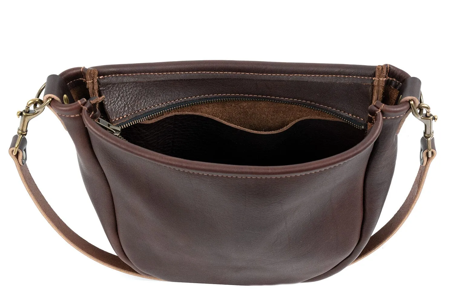 CELESTE LEATHER HOBO BAG - LARGE - WHISKY BISON