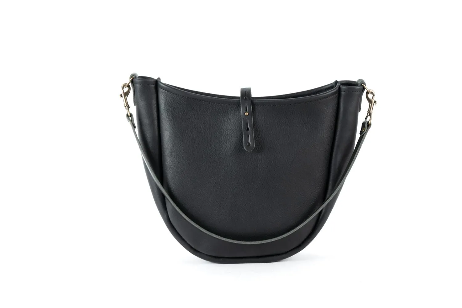 CELESTE LEATHER HOBO BAG - MEDIUM - BLACK