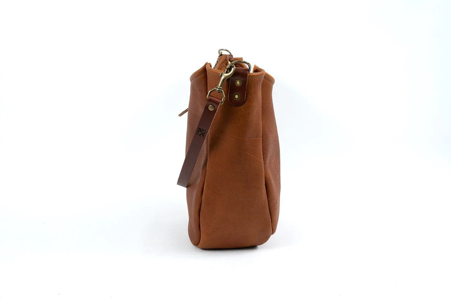 CELESTE LEATHER HOBO BAG - MEDIUM - COGNAC BISON