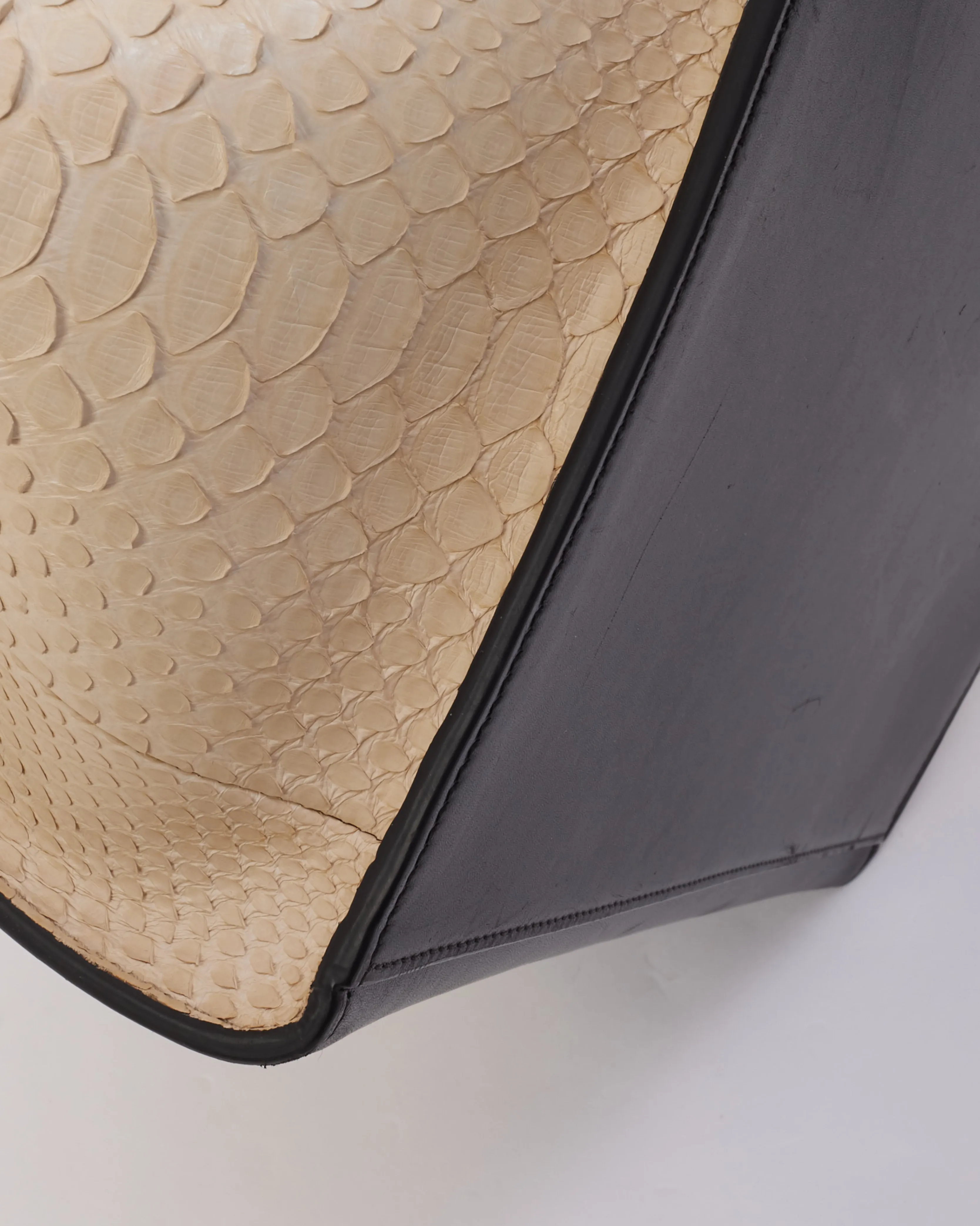 Celine Black & White Python & Leather Medium Trapeze Bag