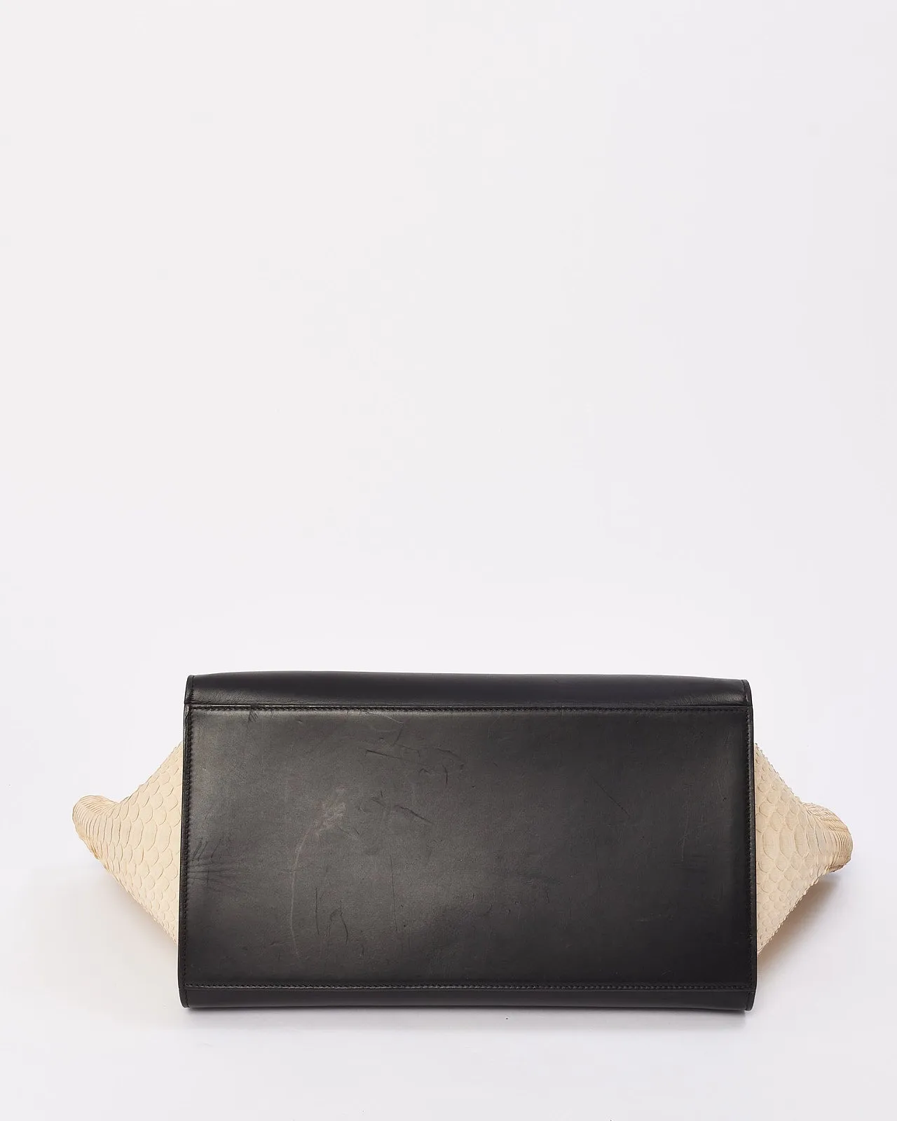Celine Black & White Python & Leather Medium Trapeze Bag