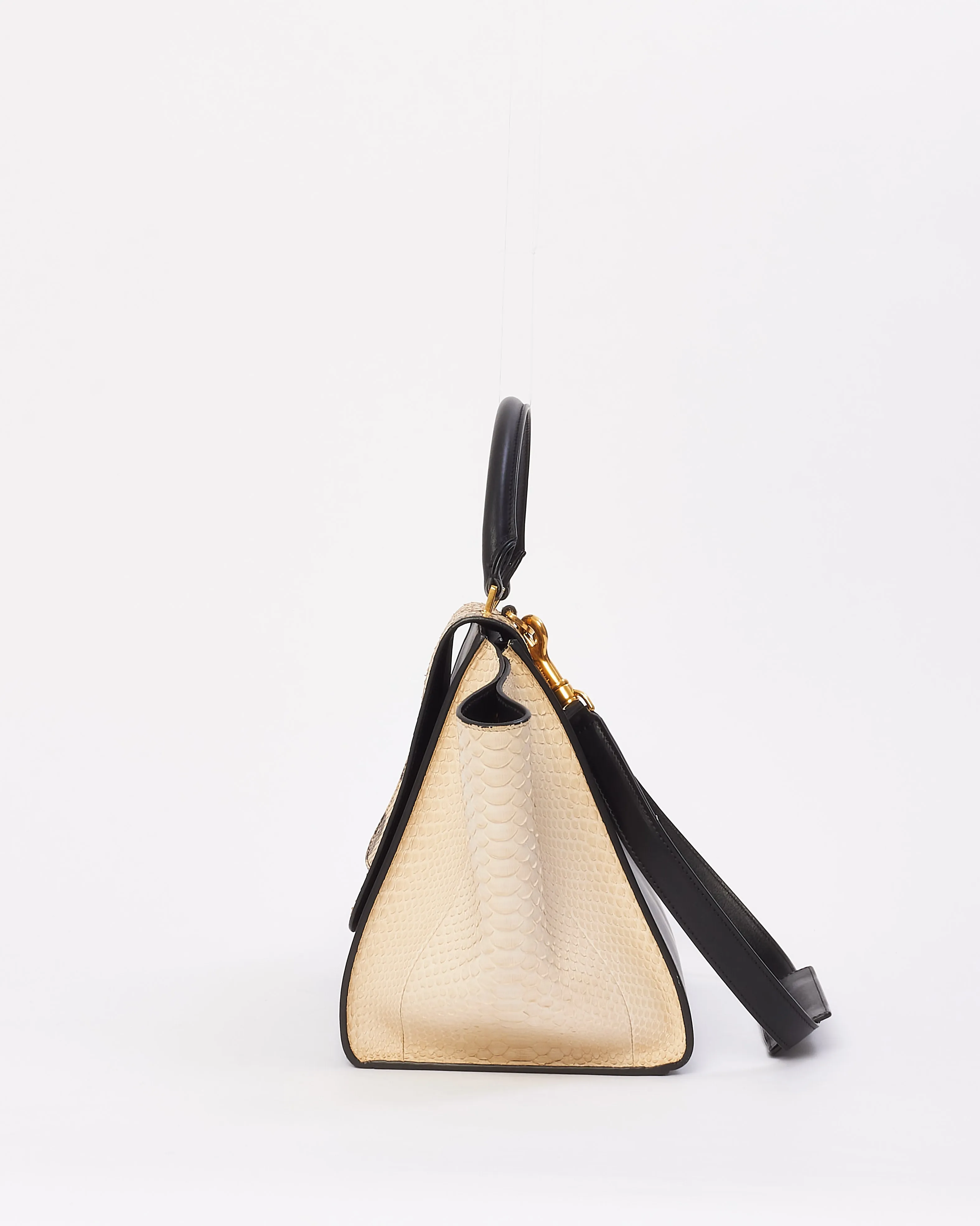 Celine Black & White Python & Leather Medium Trapeze Bag
