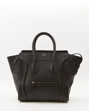 Celine Black Leather  Mini Luggage Tote Bag