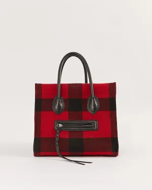 Celine Black/Red Checkered Felt Medium Luggage Phantom Tote Bag