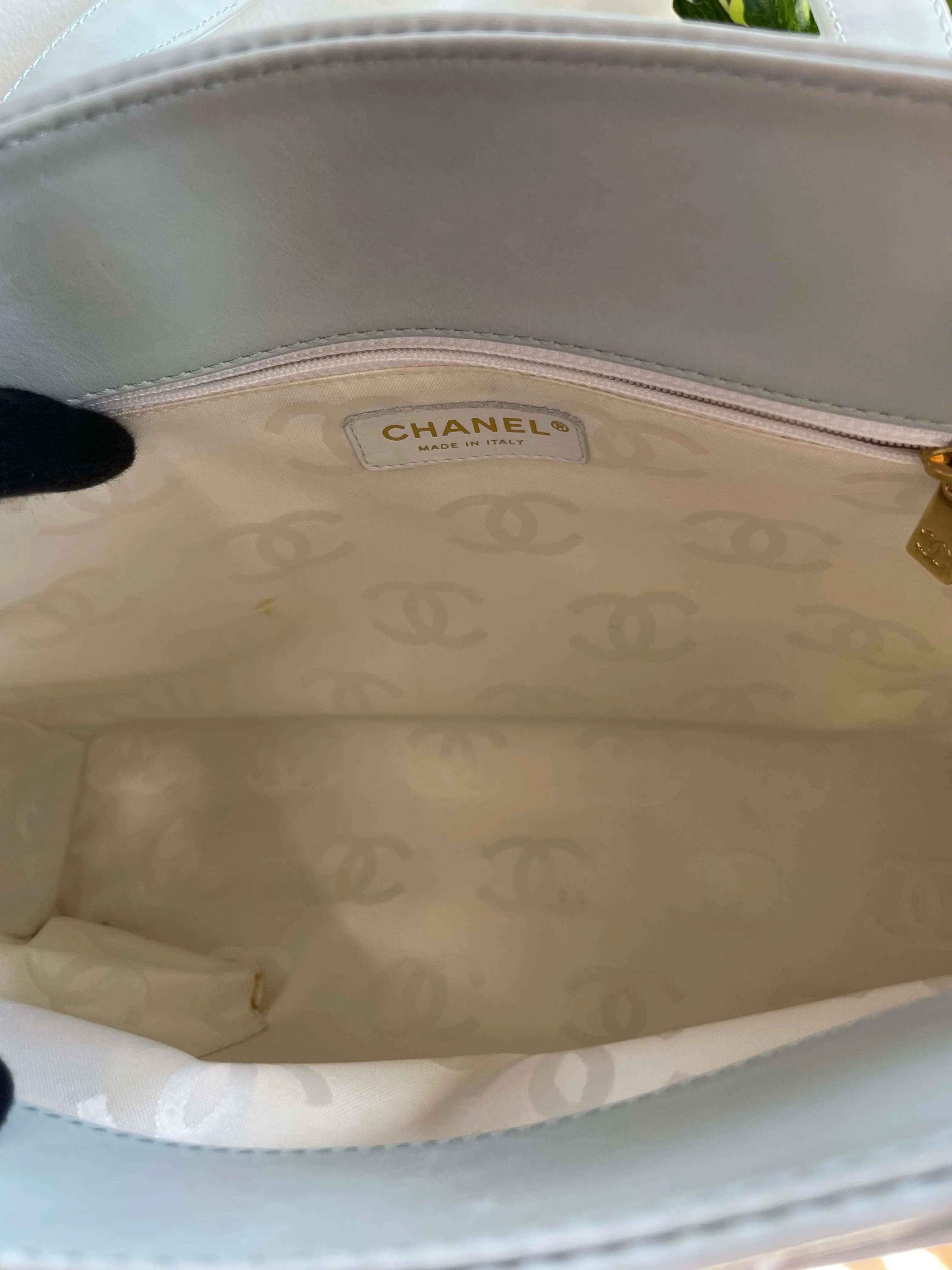 Chanel Baby Blue Quilted Leather Tote Bag