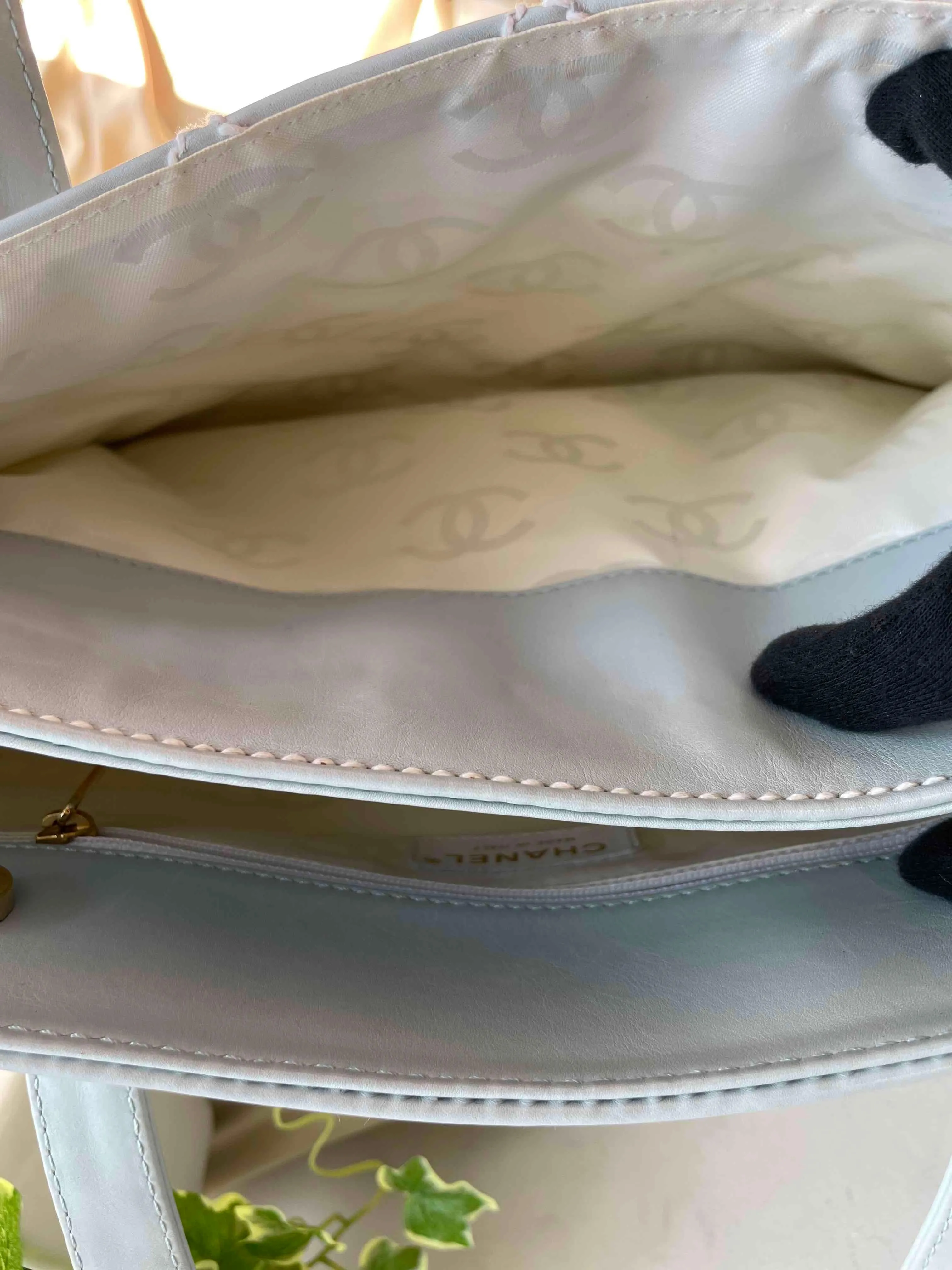 Chanel Baby Blue Quilted Leather Tote Bag