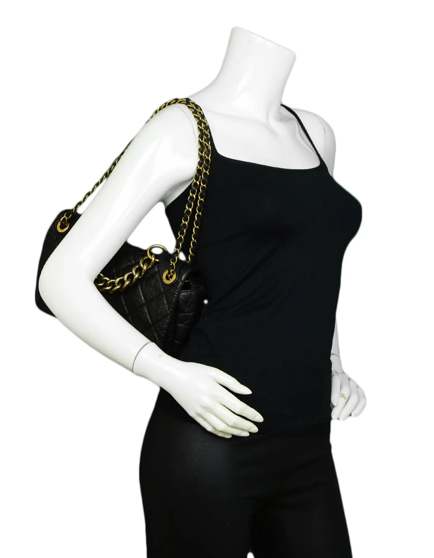 Chanel Black Calfskin Quilted Leather Medium Paris-Bombay Pondichery Flap Bag