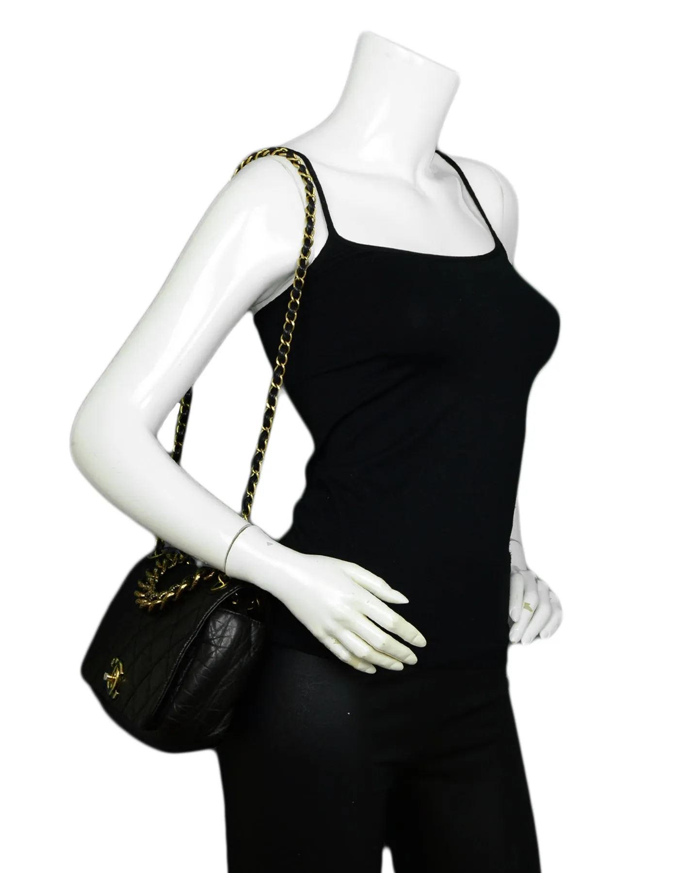 Chanel Black Calfskin Quilted Leather Medium Paris-Bombay Pondichery Flap Bag