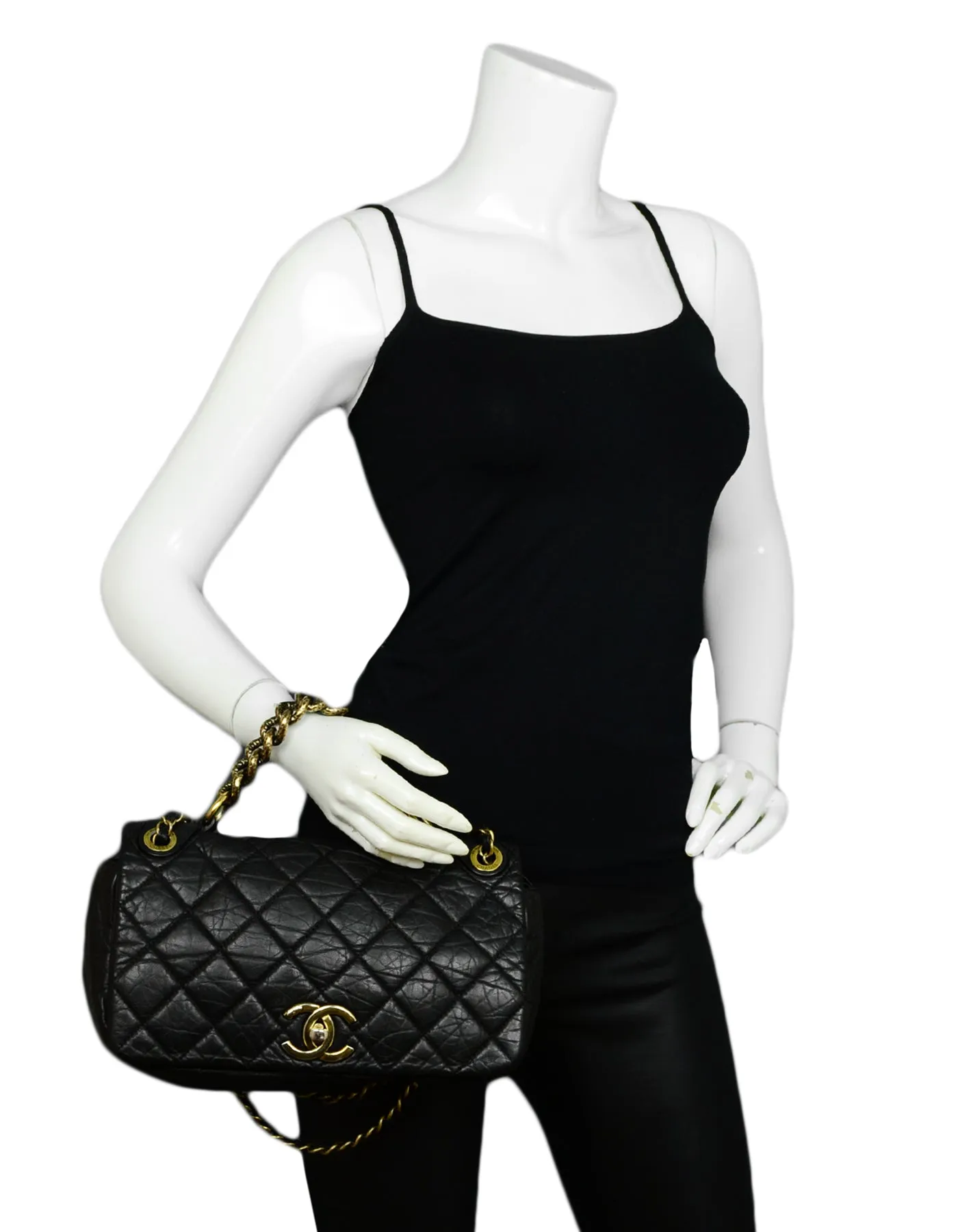 Chanel Black Calfskin Quilted Leather Medium Paris-Bombay Pondichery Flap Bag