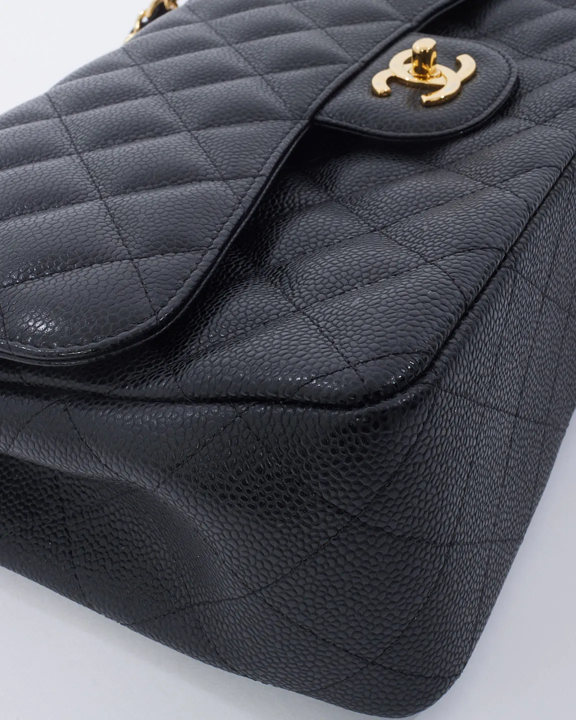 Chanel Black Caviar Leather Jumbo Classic Double Flap with GHW