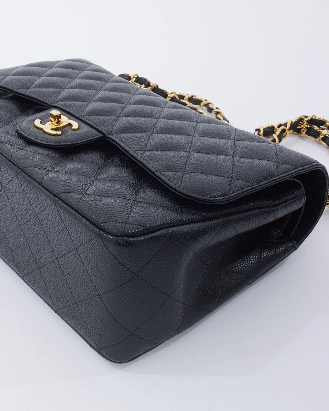 Chanel Black Caviar Leather Jumbo Classic Double Flap with GHW