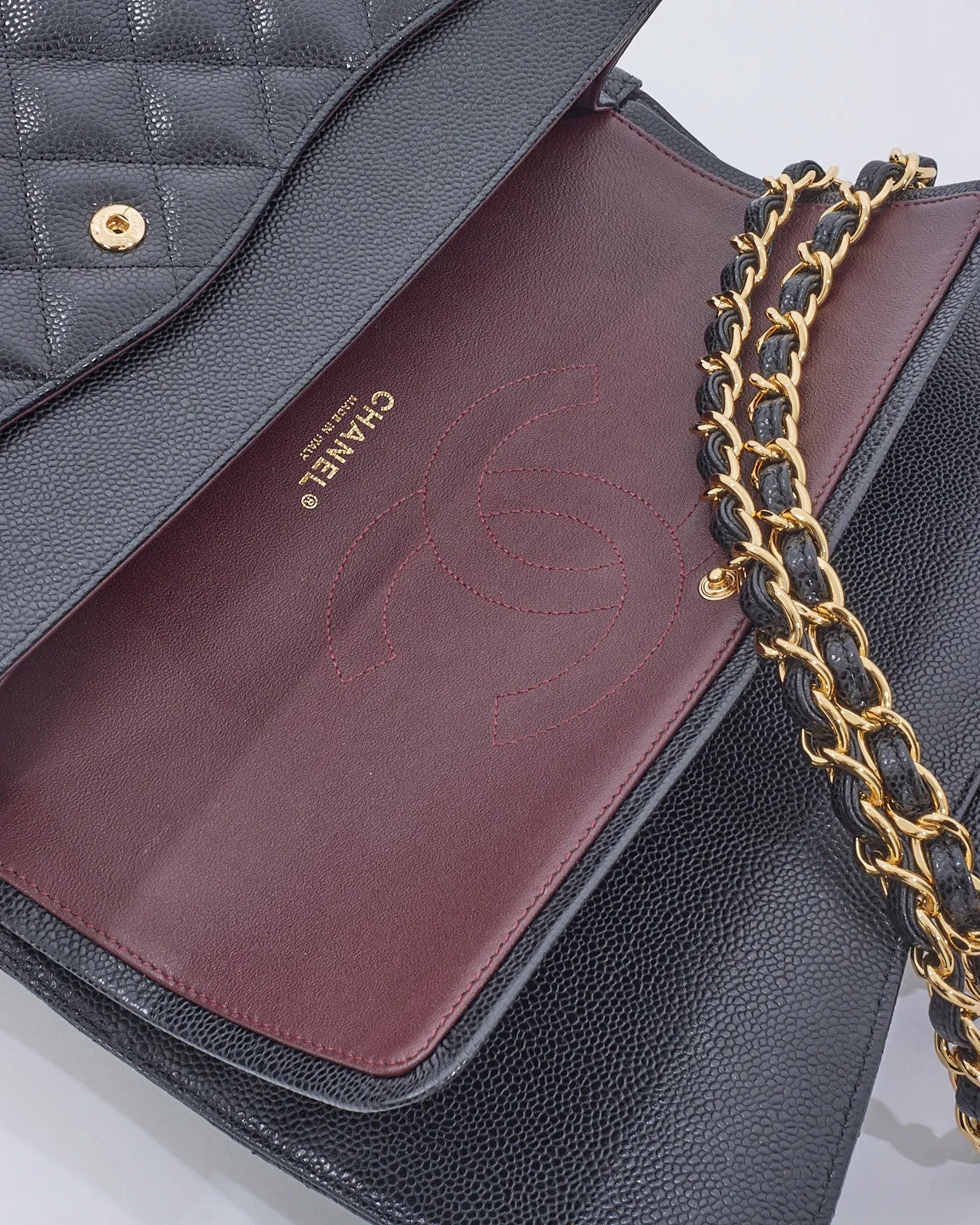 Chanel Black Caviar Leather Jumbo Classic Double Flap with GHW