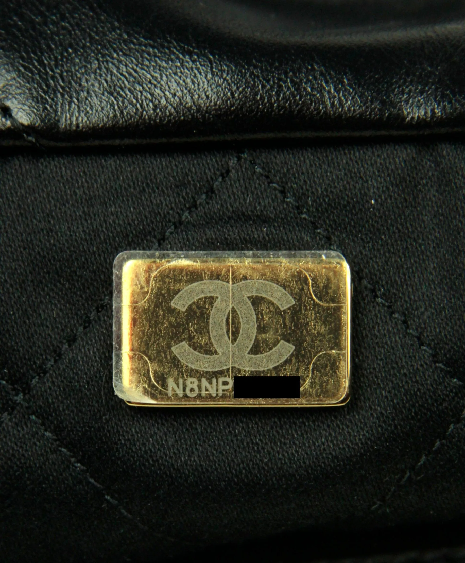 Chanel Black Shiny Calfskin Quilted Small Chanel 22 Tote Bag
