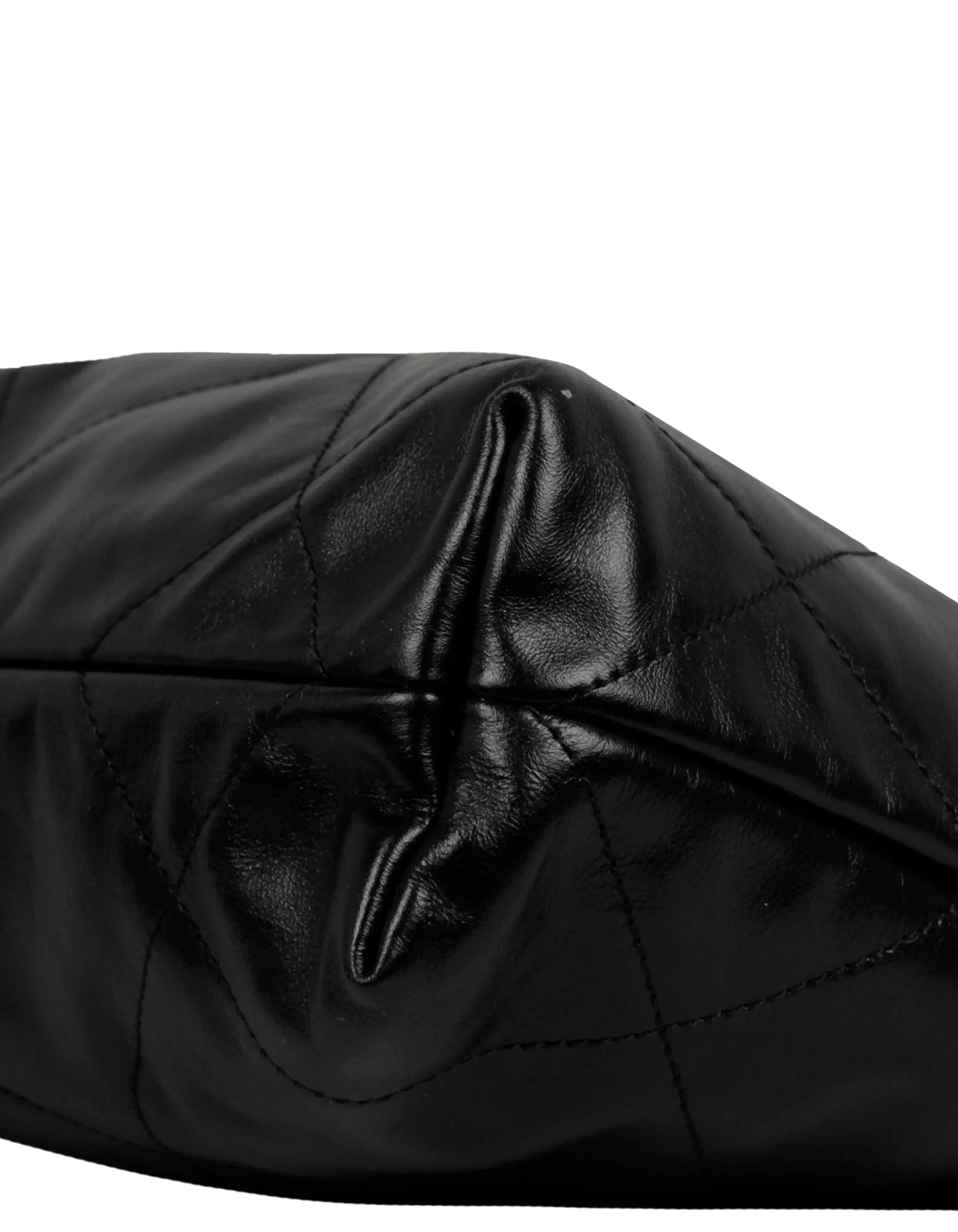 Chanel Black Shiny Calfskin Quilted Small Chanel 22 Tote Bag