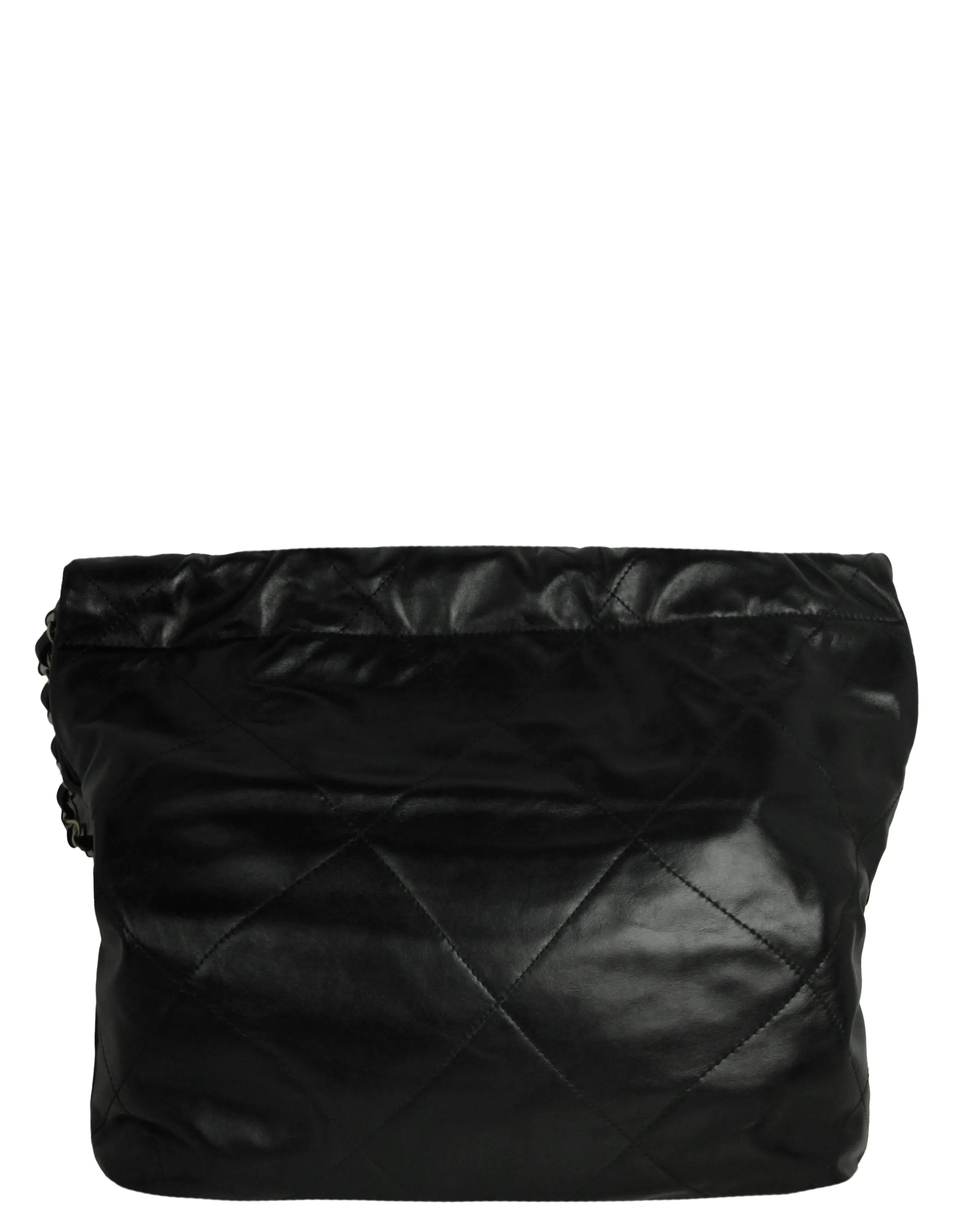 Chanel Black Shiny Calfskin Quilted Small Chanel 22 Tote Bag