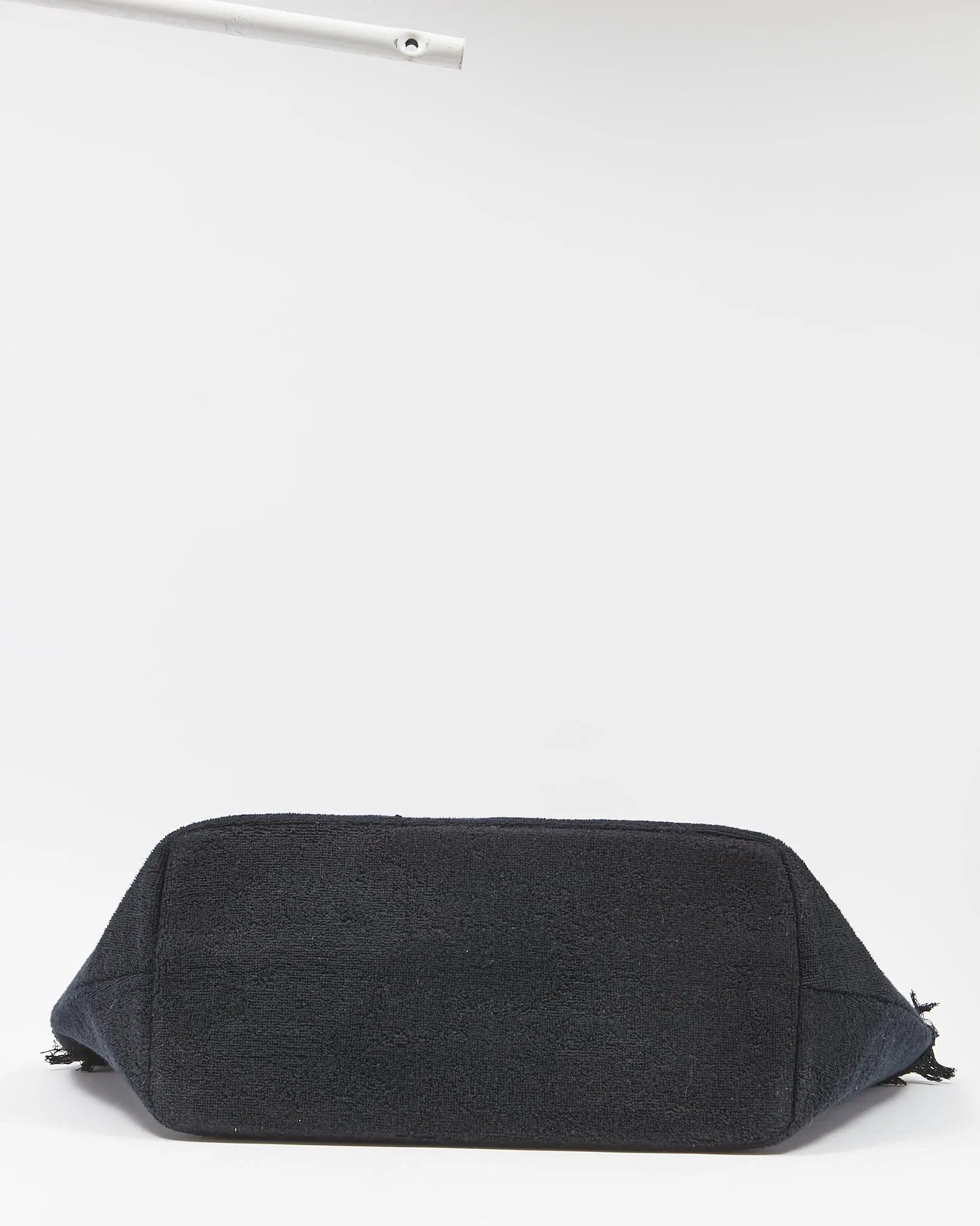 Chanel Black Terry Fringe CC Logo Beach Tote Bag